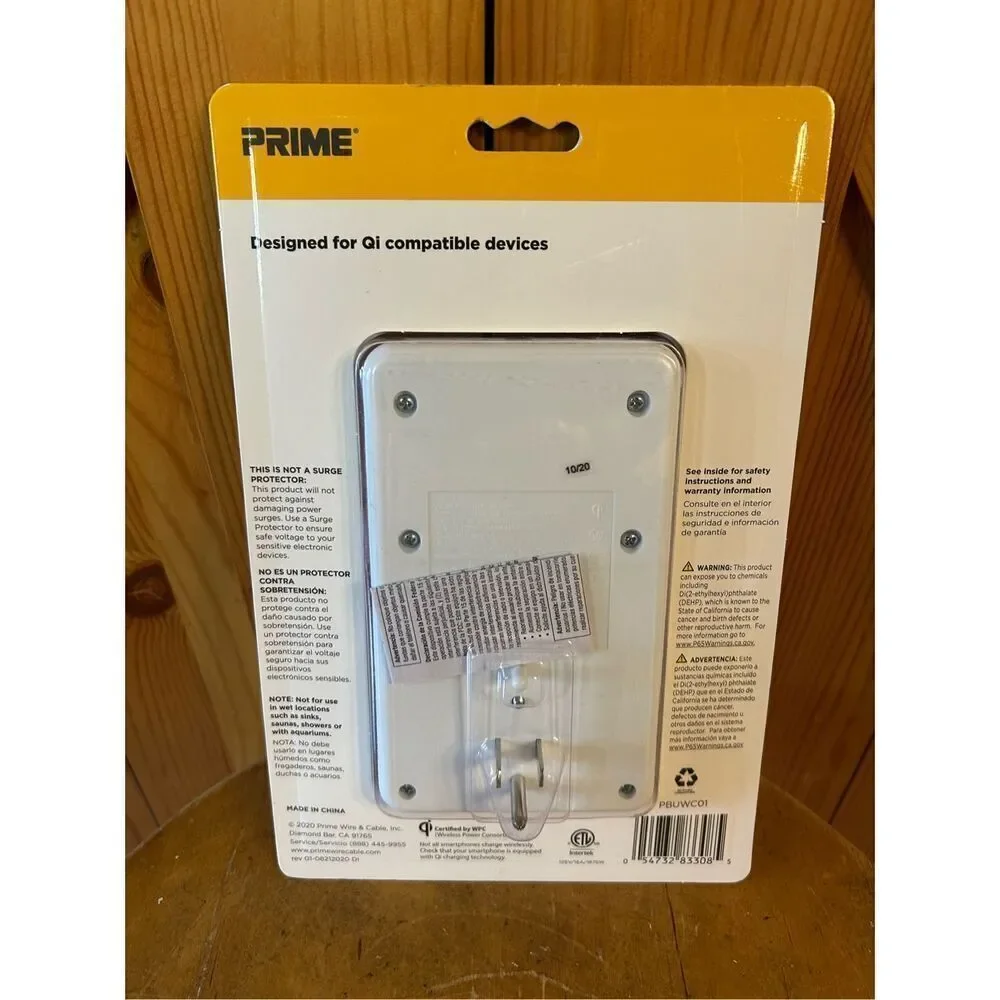 Prime PBUWC01 Wireless-Charging-Dock Wall Tap with 2 Outlets and Dual USB Charge